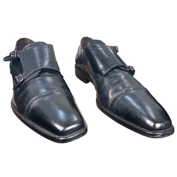 Vintage Mezlan Double Monk Strap Black Leather Dress Shoe Size US 11 main image 12